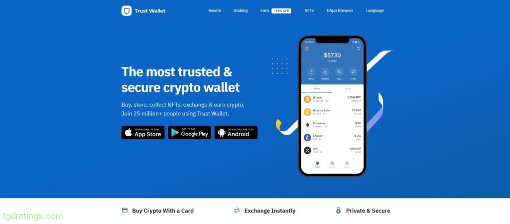 Página de inicio de Trust Wallet