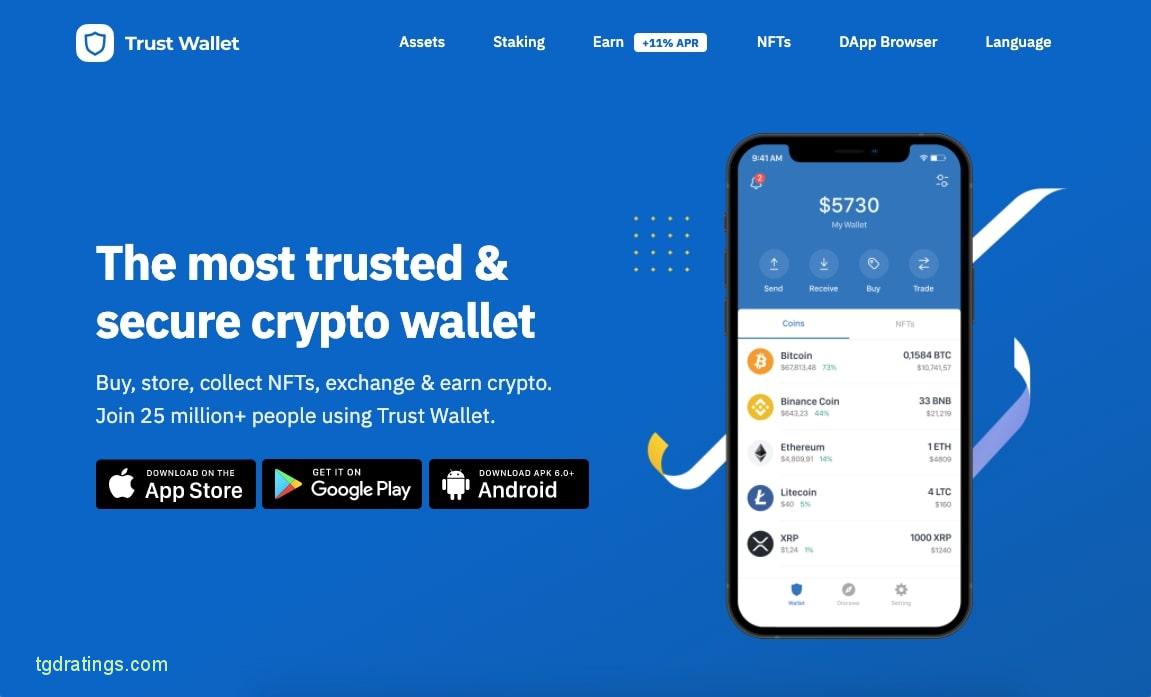 Página de inicio de Trust Wallet