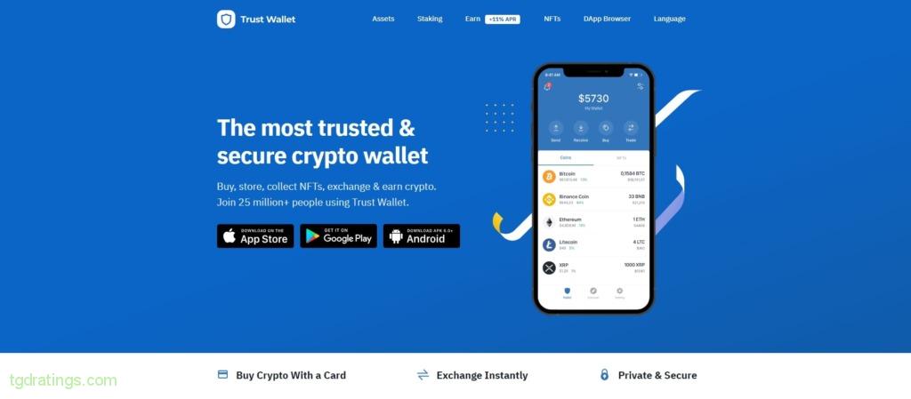 Página de inicio de Trust Wallet