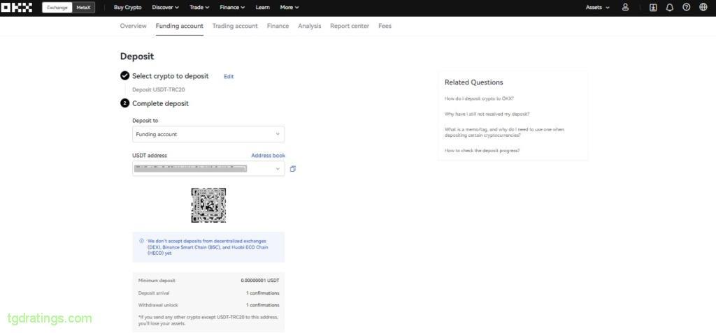 Dirección de transferencia de monedas