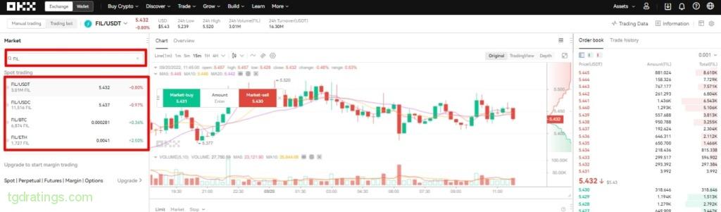 Par comercial FIL/USDT