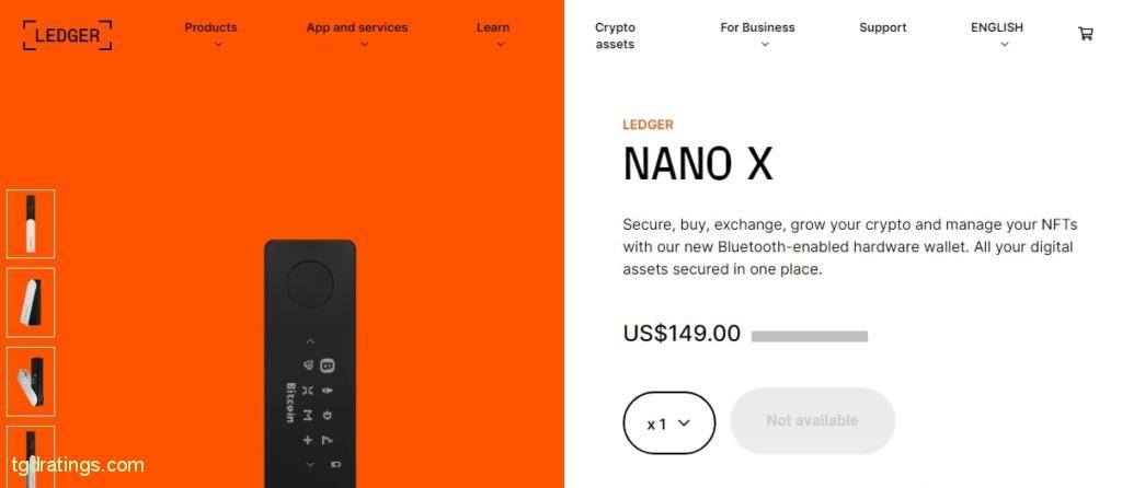 Página web de Ledger Nano X