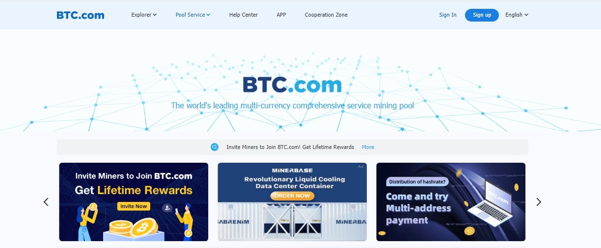 Página principal de BTC.com