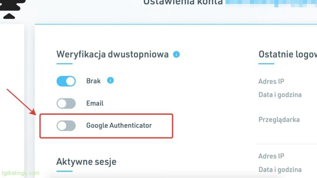 Aktywacja Google Authenticator