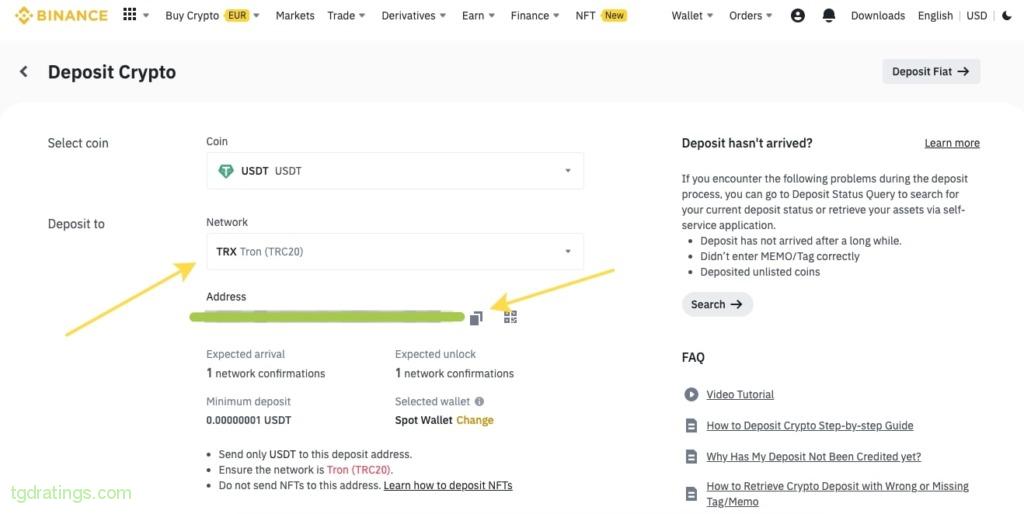 Adres do wpłaty w USDT