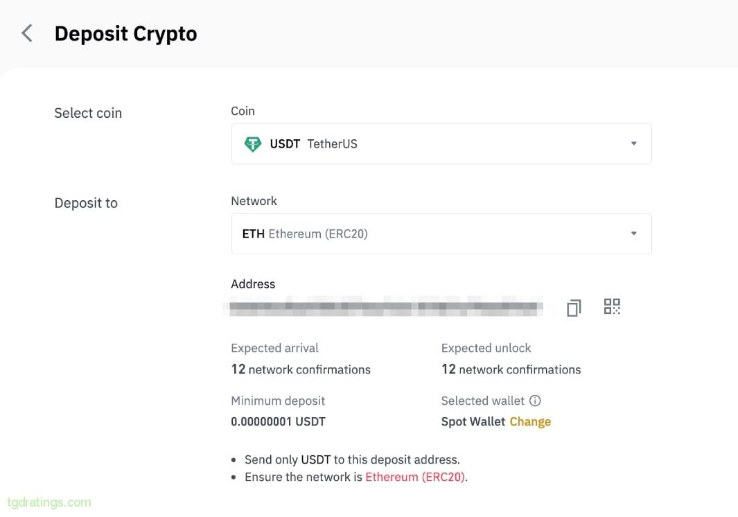 Zlecenie o doładowanie portfela w USDT ERC20