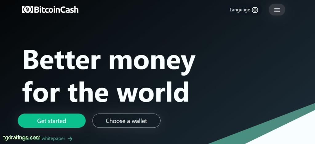 Главная страница сайта Bitcoin Cash