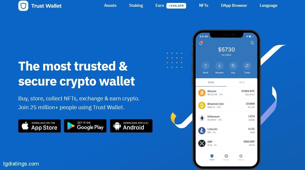 Главная страница Trust Wallet