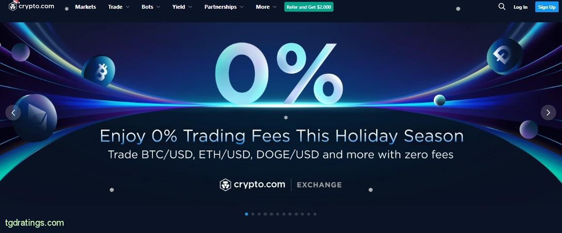 Главная страница биржи Crypto.com