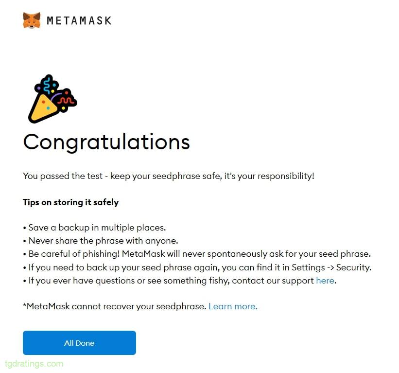  Metamask welcome screen