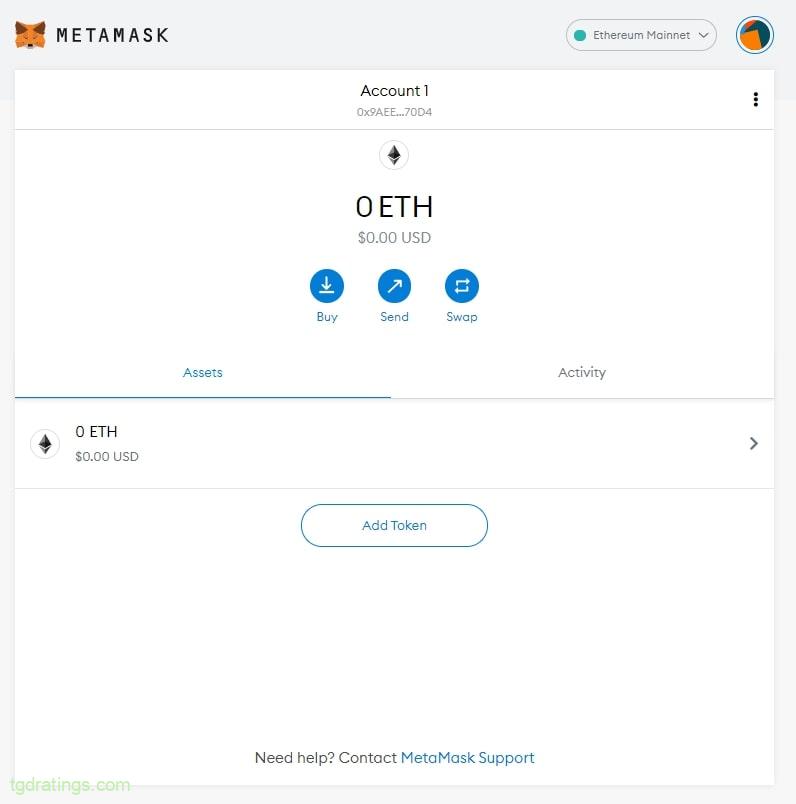 Appearance of the new Metamask wallet