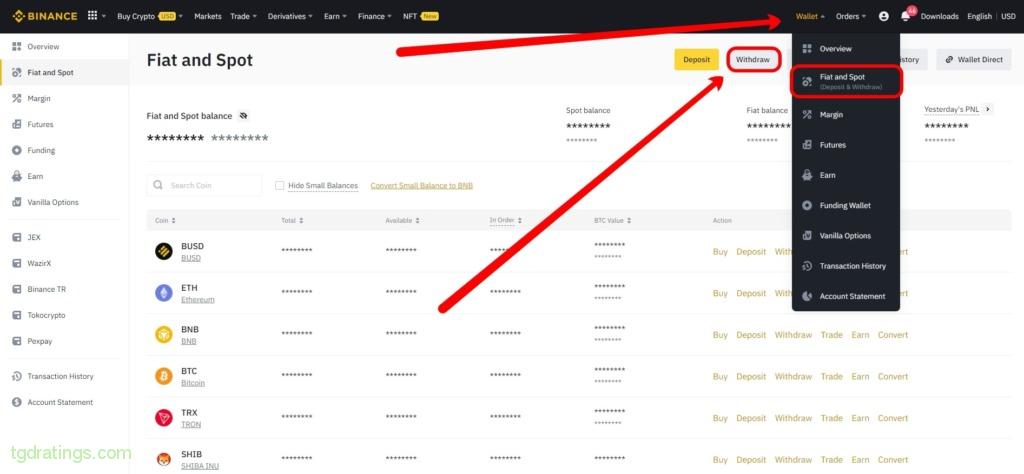 Withdraw cryptocurrency from Binance