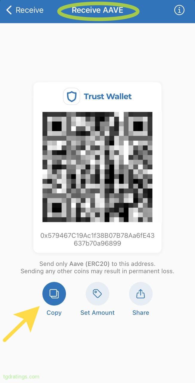 How to withdraw Aave to Trust Wallet : step 2
