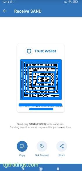 SAND address in Trust wallet