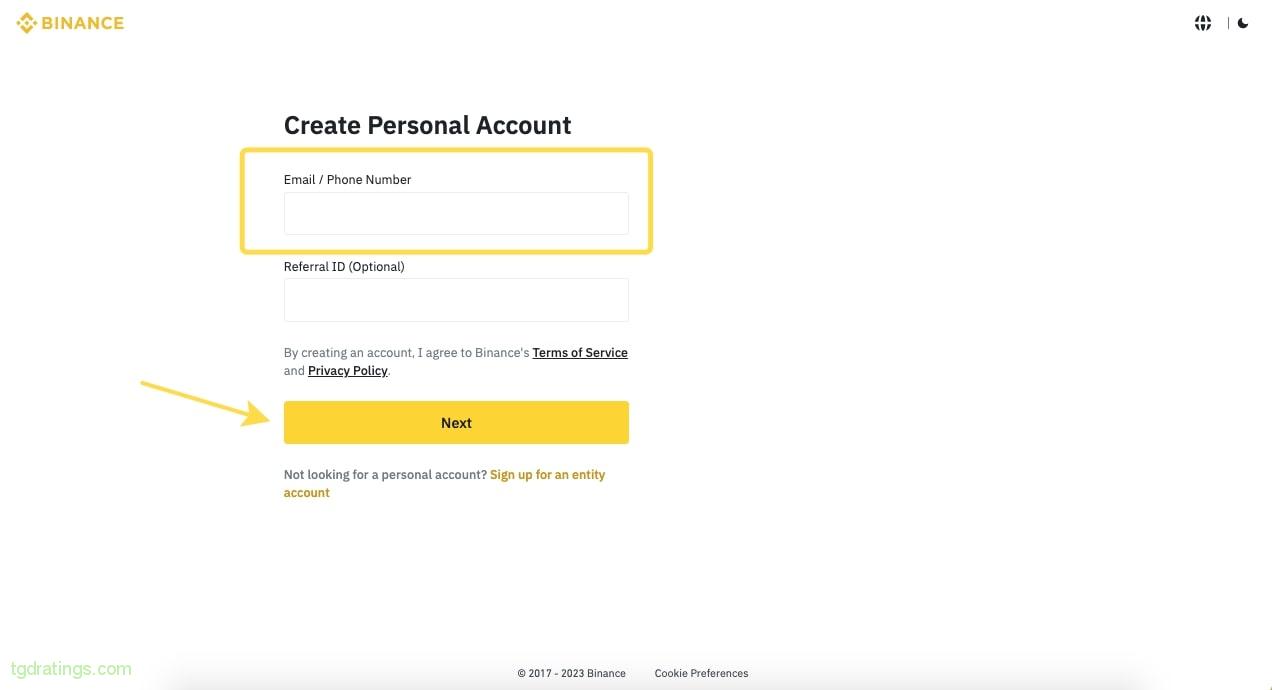 Create a personal account