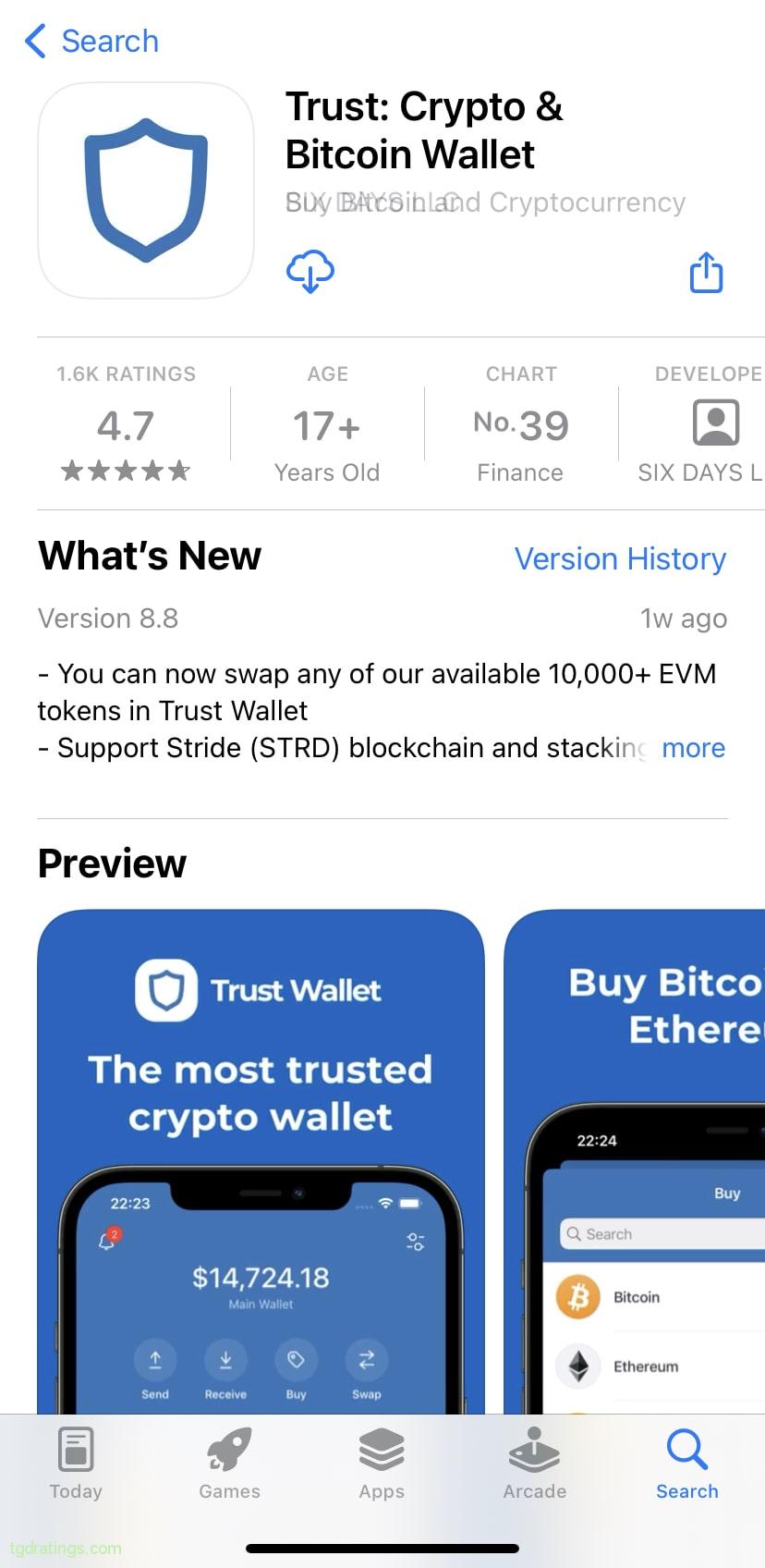 Trust Wallet in the App Store